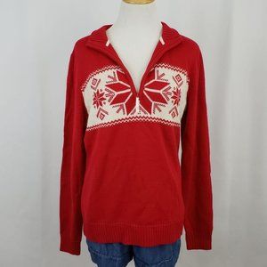 Vineyard Vines Red and White V-Neck Sweater